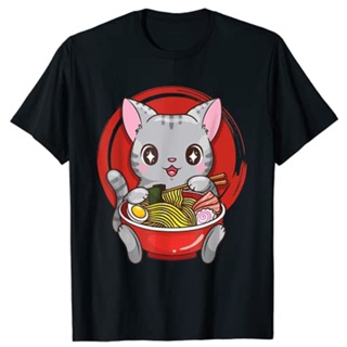 เสื้อยืดถูกๆ อะนิเมะแมวราเมนวัยรุ่นอย่างเป็นทางการ Kawaii Neko เสื้อยืดสาวญี่ปุ่นเสื้อผ้าฮาราจูกุ