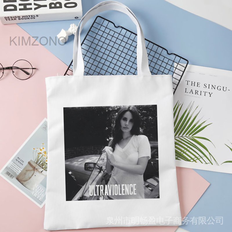 กระเป๋าช้อปปิ้ง ผ้าฝ้าย ลาย Lana Del Rey bolsas de tela