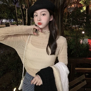 เสื้อเชิ้ตคอเต่า ผ้าชีฟอง แบบบาง ขนาดเล็ก แฟชั่นฤดูใบไม้ผลิ และฤดูใบไม้ร่วง สไตล์เรโทร สําหรับผู้หญิง 2022