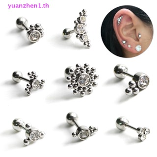 Yazhen 1 ชิ้นเพทายต่างหูกระดูกอ่อนเกลียว Tragus Lobe แหวนริมฝีปากเครื่องประดับร่างกาย TH