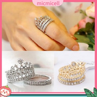 (micmicell) women  s Fashion Queen Crown ชุดแหวนลายมงกุฎ