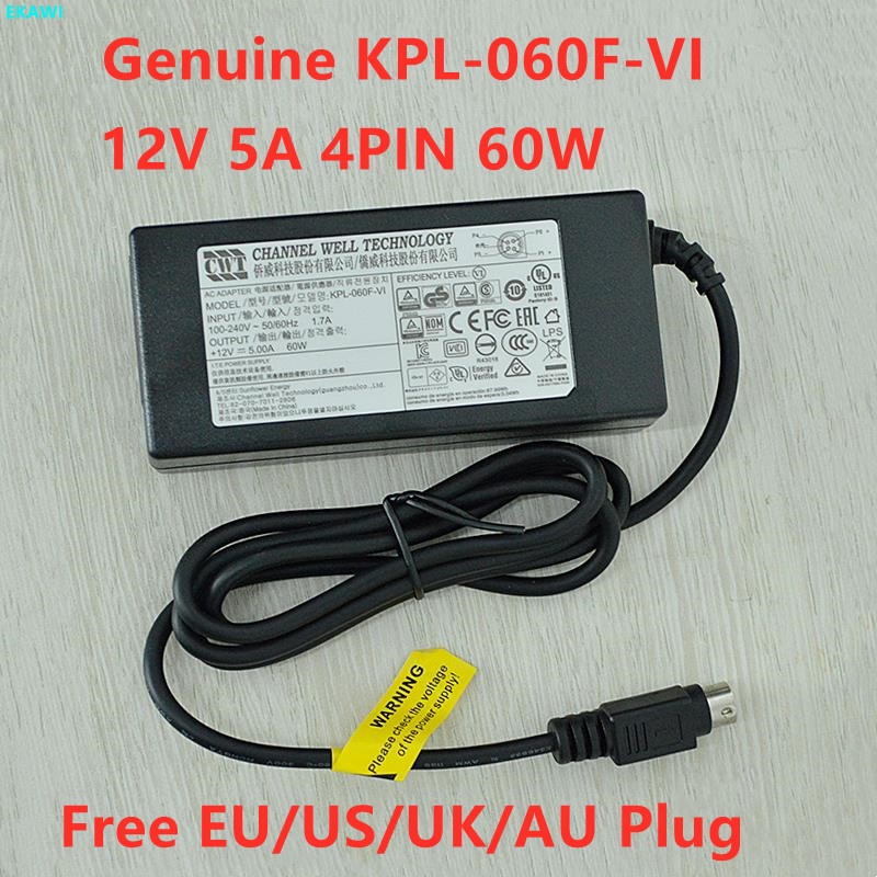 Original CWT KPL-060F KPL-060F-VI 12V 5A 4PIN 60W AC Adapter สําหรับ Hikvision 7816HW 7808HW Monitor Power Supply Charger KPL-040F-VI 12V3.33AH Hikvision 7808HG