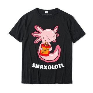 เสื้อยืด cotton ผู้หญิงน่ารัก Axolotl คนรัก Snaxolotl คาวาอี้ Axolotl ขนมอาหารเสื้อยืดผ้าฝ้ายเสื้อยืดด้านบนสําหรับผู้ชาย