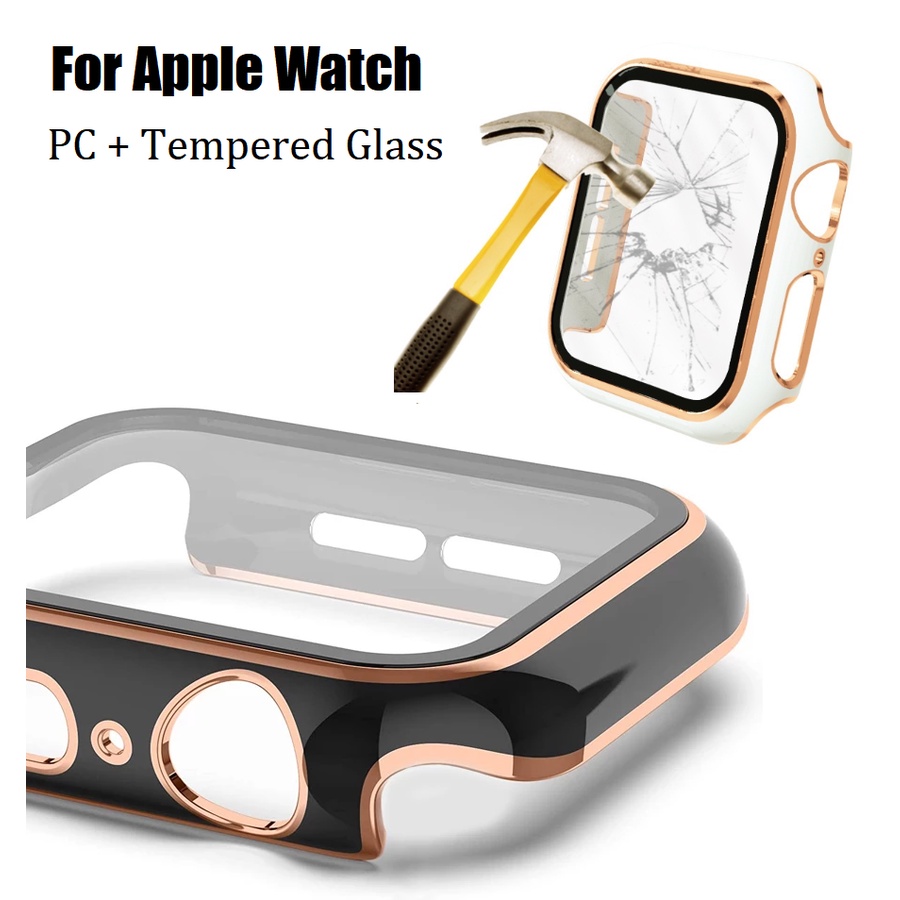 ฟิล์มกระจกนิรภัยกันรอยหน้าจอ PC แบบเต็มจอ สําหรับ Apple Watch Case Series 9 8 7 6 se 5 4 3 Ultra 49 มม. 38 มม. 40 มม. 44 มม. 41 มม. 45 มม. 42 มม. Compatible for apple watch เคส