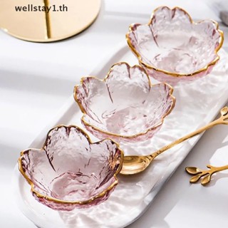 [wellstay1] Small Glass Dish Japanese Style Gold Inlay Glass Sauce Bowl Mini Seasoning Plate [TH]