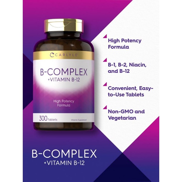 Carlyle B-Complex Vitamin With B12 Tablets | 300 Count | Shopee Thailand