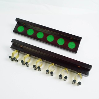 Wall Cue Rack Clip 6 Cues Mahogany