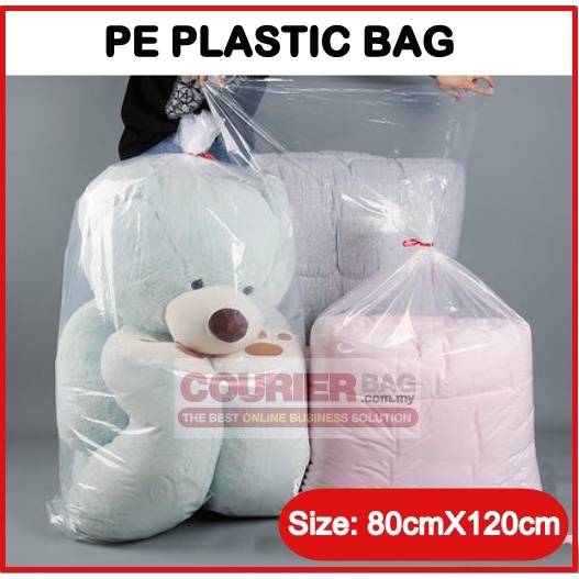 ถุงพลาสติก PE Beg Plastik ขนาดใหญ่ Heavy Duty กระเป๋าพลาสติกใสขนาดใหญ่หนา 80cmX120cm,10pcs