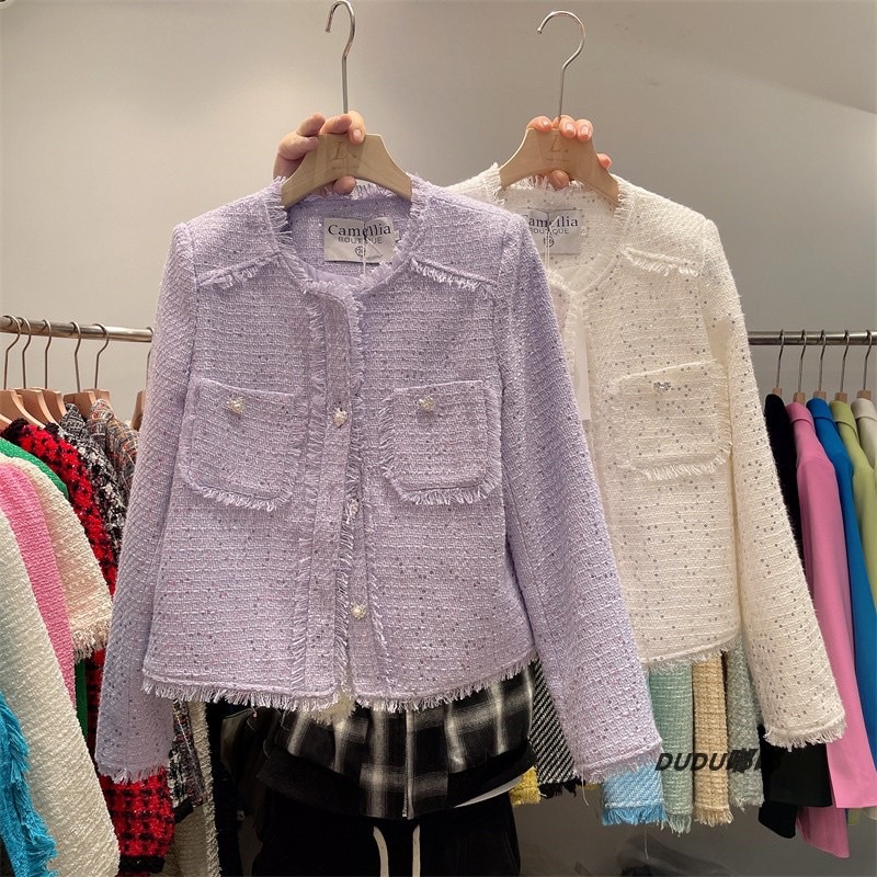 CHARISSA #เสื้อคลุม #เสื้อคลุมผ้าทวีต #เสื้อคลุมสีม่วง #เสื้อคลุมสีขาว