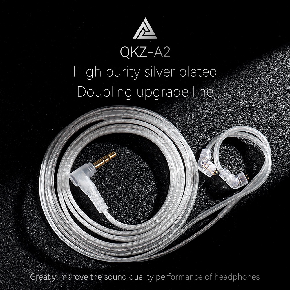 Qkz A2 สายเคเบิลหูฟัง ชุบเงิน 2 Pin 0.75 มม. ความบริสุทธิ์สูง สําหรับ KZ ZEX ZSN ZS10 Pro X