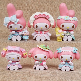 ตุ๊กตาหุ่นยนต์ Mymelody Sanrio น่ารัก เครื่องประดับ ของขวัญสําหรับเด็ก ครอบครัว 6 ชิ้น