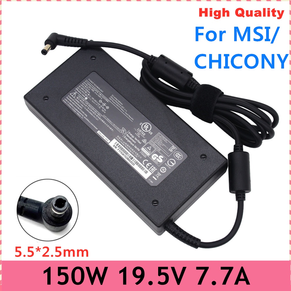 Laptop Charger 19.5V 7.7A 150W 5.5*2.5mm Power Adapter for MSI GS70 GV62 STEALTHA GS60 A14-150P1A A1