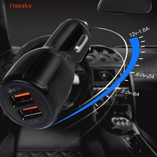 [risesky] Qc3.0 2usb ที่ชาร์จในรถยนต์ 5v 3.1a ชาร์จเร็ว โทรศัพท์มือถือ พร้อมคอมพิวเตอร์