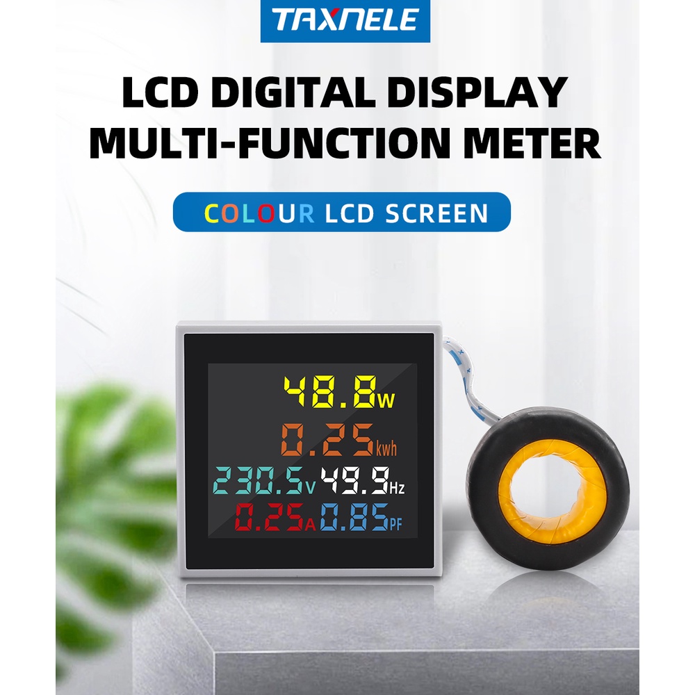 D48-2058 AC 50-300V AC 250-450V 6IN1 โวลต์มิเตอร์ แอมมิเตอร์ แรงดันไฟฟ้า ความถี่ หน้าจอ AC 100A KWH ไฟสัญญาณ lndicator 22 มม.