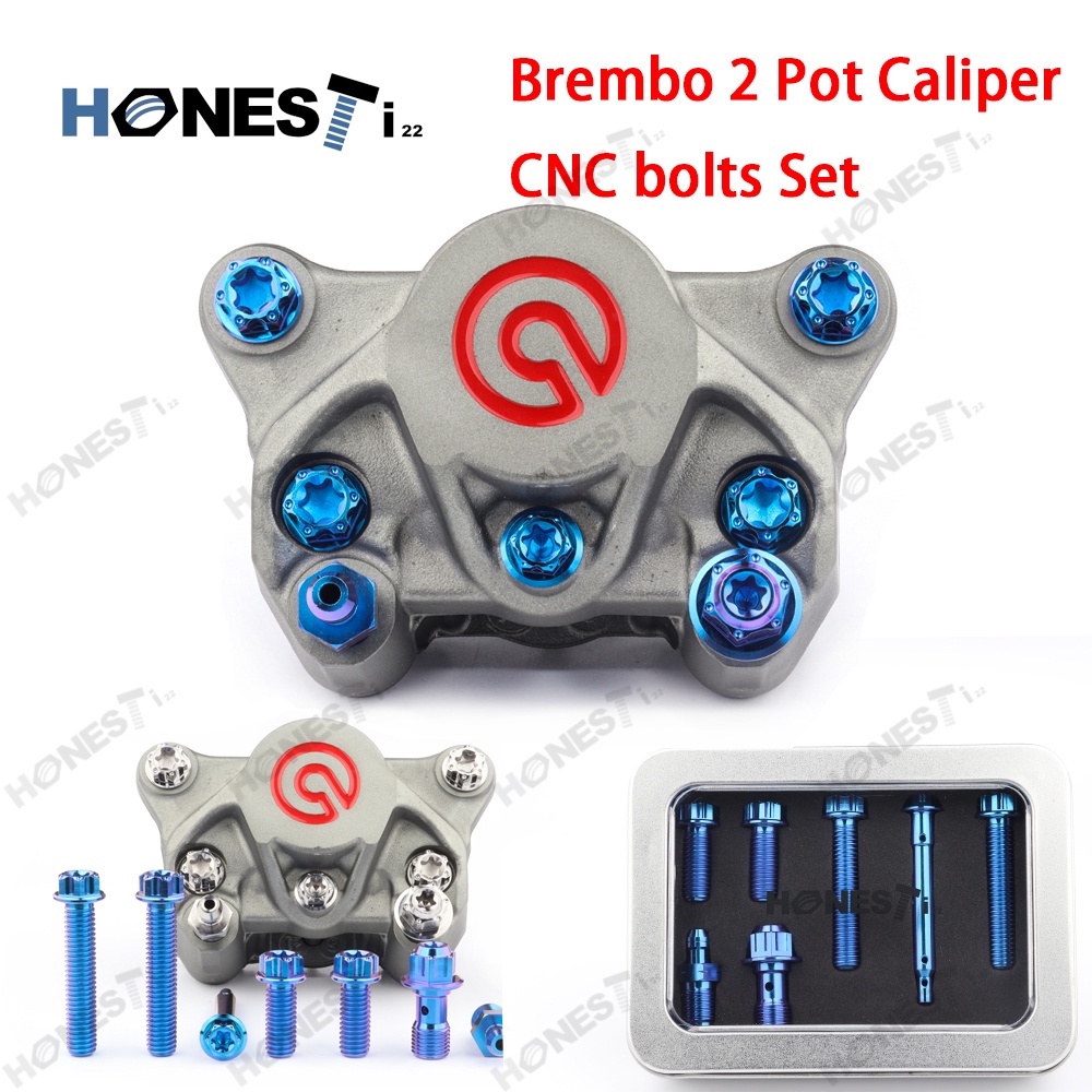 Honesti22 Gr5 Titanium alloy Brembo 2Pot caliper cnc bolts set,Calipers modified.