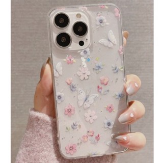 [พร้อมส่ง🇹🇭] เคสไอโฟน ลายดอกไม้กลิตเตอร์ 🦋 (73) เคสiPhone iPhone11 iPhoneXR iPhone12 iPhone13 8Plus iPhoneXsMax