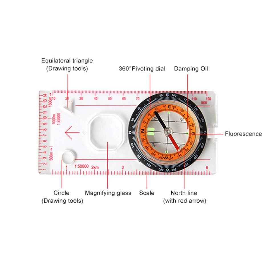 Silva Orienteing Compass Zoom Map Ruler ในเข็มทิศ Maps