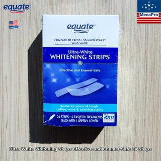 Equate® Ultra-White Whitening Strips Effective and Enamel-Safe 24 Strips แผ่นฟอกฟันขาว ขจัดคราบเหลือง คราบกาแฟ ฟอกสีฟัน