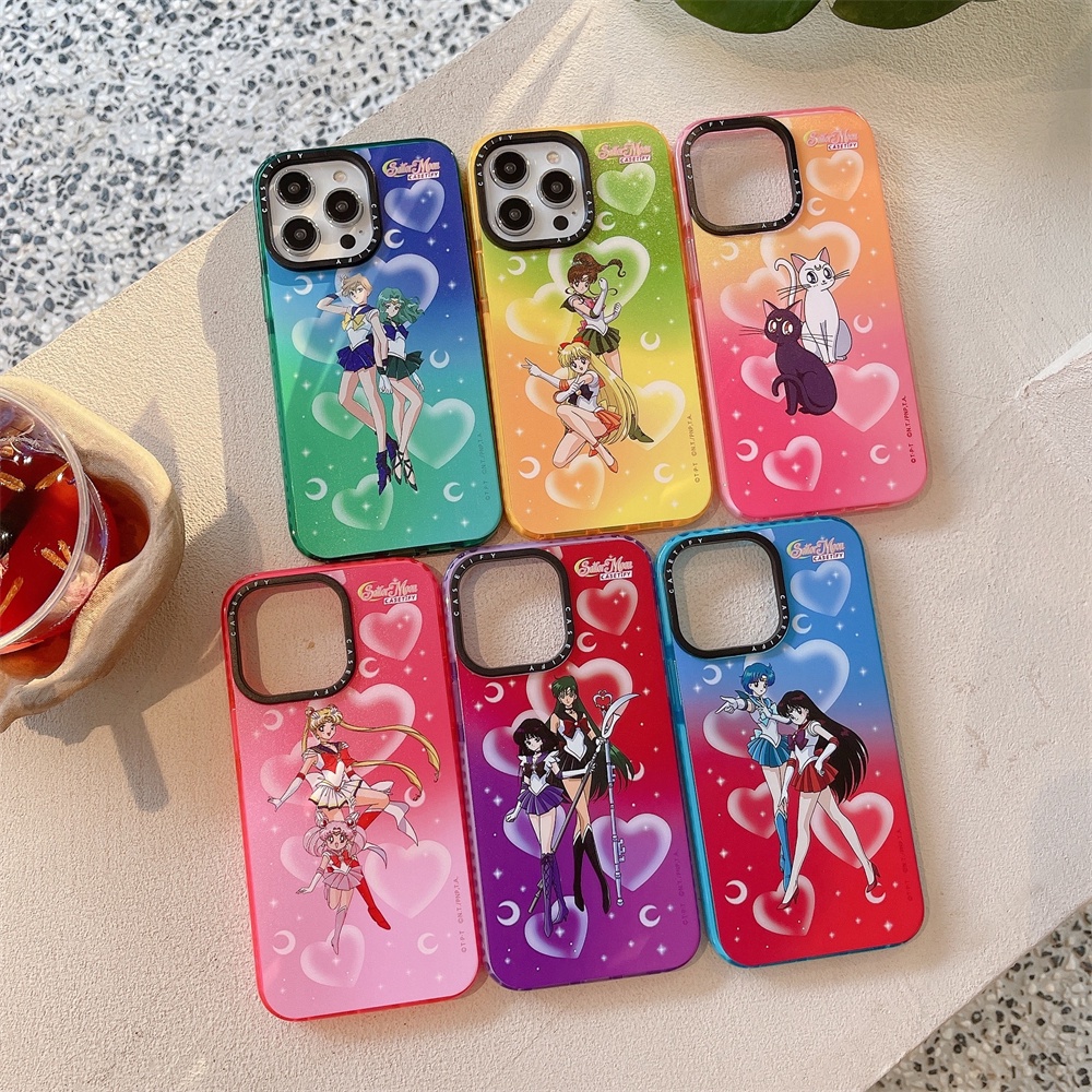 สําหรับiphone 16 15 14 Pro Maxสีสันการ์ตูนSelor MoonกรณีiPhone 12 11 Pro Max 7/8Plus/X/XR/Xs Max Soft TPUสําหรับiPhone 11 ClearกันกระแทกiPhone 12 13 Mini