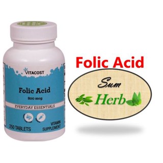 (พร้อมส่ง) Vitacost Folic Acid -- 800 mcg - 250 Tablets. วิตามินบี 9 กรดโฟลิก สร้างเม็ดเลือดแดง การแบ่งตัวของเซลล์