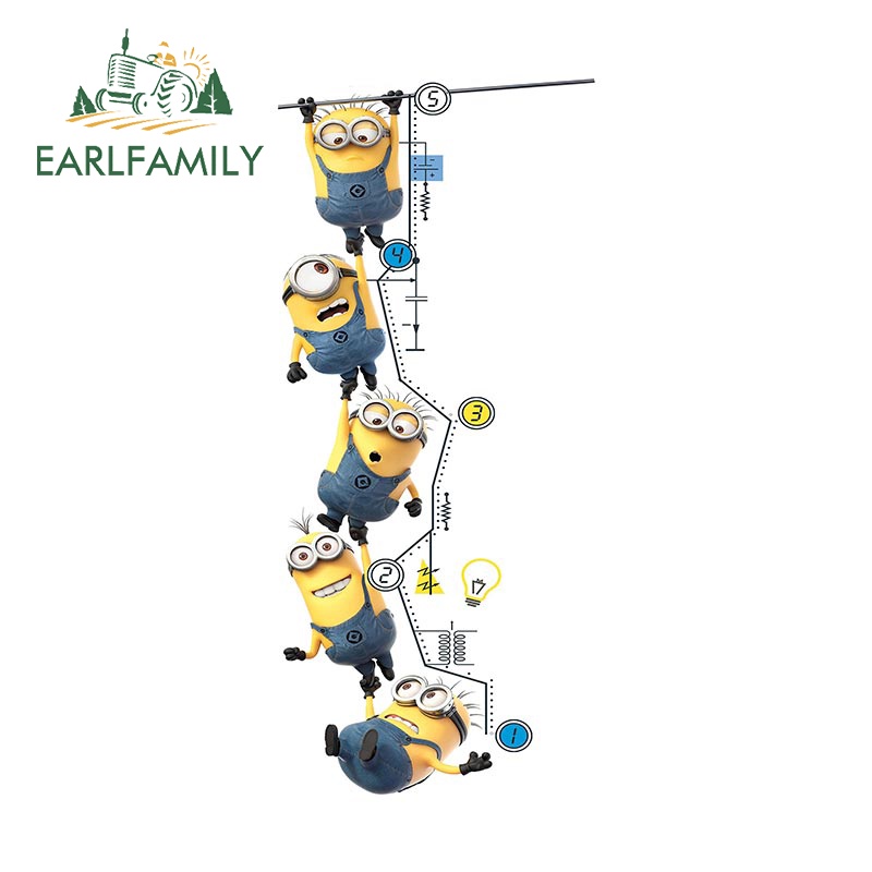 Earlfamily 13 ซม. Minions การ ์ ตูนตลกรถสติกเกอร ์ แล ็ ปท ็ อปกระเป ๋ าเดินทาง Trunk หมวกกันน ็ อคไวนิลกันน ้ ํา Decal Scratch-Proof รถประตู Protector