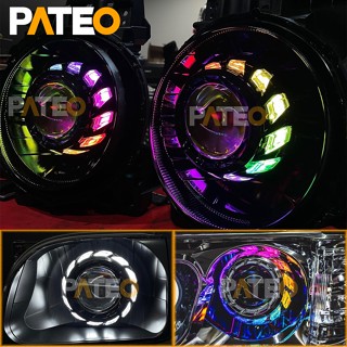 LED RGBW Dynamic Angel Eyes Turbine Halo Rings 3 inch Bi-xenon HID Projector Headlight Lenses Blue Tooth APP DRL H4 H7 R