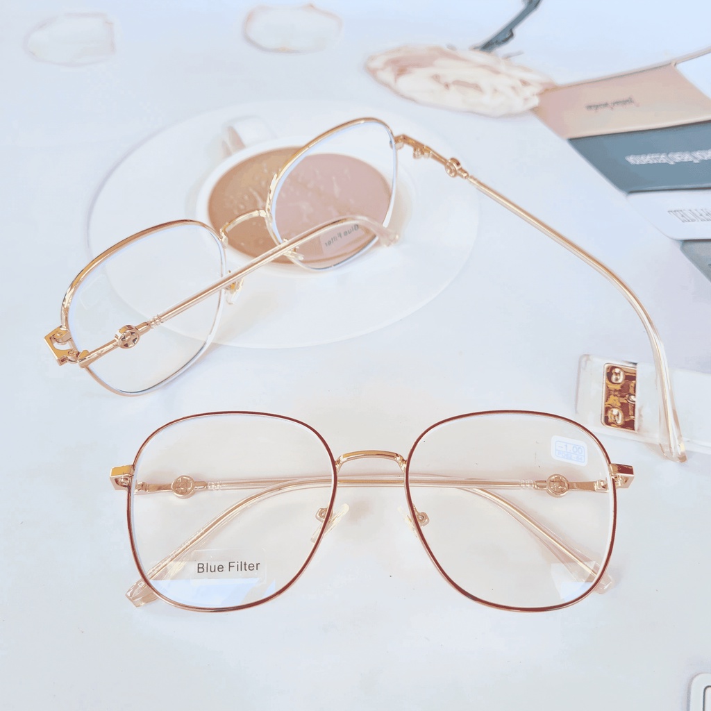 แว่นสายตาสั้นเลนส์บลู ทรงเหลี่ยมกรอบโลหะ ป้องกันคอมพิวเตอร์และป้องกันรังสีสีฟ้า 76153 - รูปที่ 5