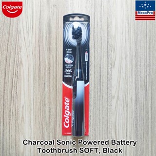 Colgate® 360 Charcoal Sonic Powered Battery Toothbrush SOFT, Black คอลเกต แปรงสีฟันแบตเตอรี่ ขนแปรงนุ่ม ผสมชาร์โคล