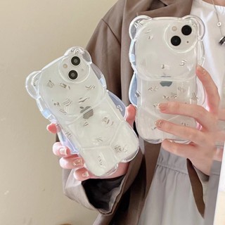 ✨ส่งเชือกเส้นเล็ก✨เคสไอโฟน14 Pro Max 13 12 11 เคส for iPhone 14พลัส หมี สีขาว พกง่ายๆ การป้องกันการตก Case