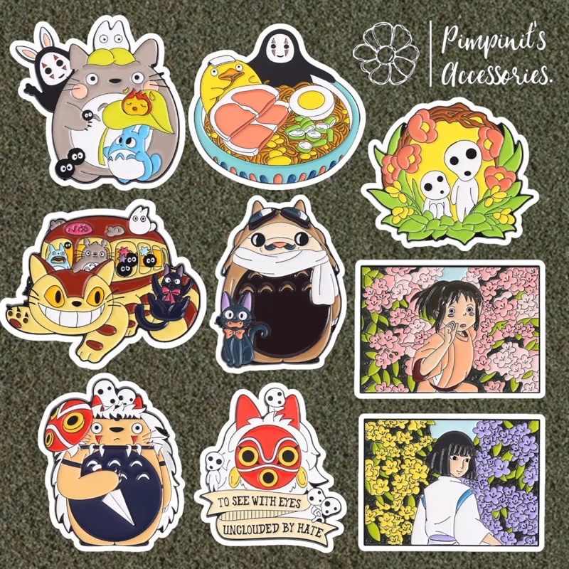 ʕ •ᴥ•ʔ ✿ พร้อมส่ง : เข็มกลัดเซ็ทตัวละครจากจิบลิสตูดิโอ | Ghibli - No Face, Calciferol & Totoro Ename