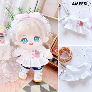 Ameesi เสื้อยืดผ้าฝ้าย คอตุ๊กตา ลายการ์ตูนน่ารัก สีขาว 20 ซม. อุปกรณ์เสริม สําหรับตุ๊กตา