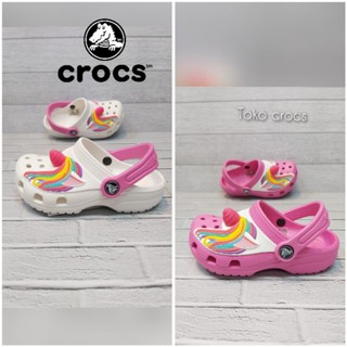 รองเท้าแตะ crocs ลายยูนิคอร์น สําหรับเด็ก