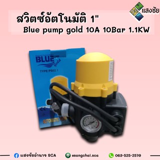 สวิตซ์อัตโนมัติ 1" Blue pump gold 10A 10Bar 1.1KW รุ่น PS-02.1 / HAITUN รุ่น PC-13A