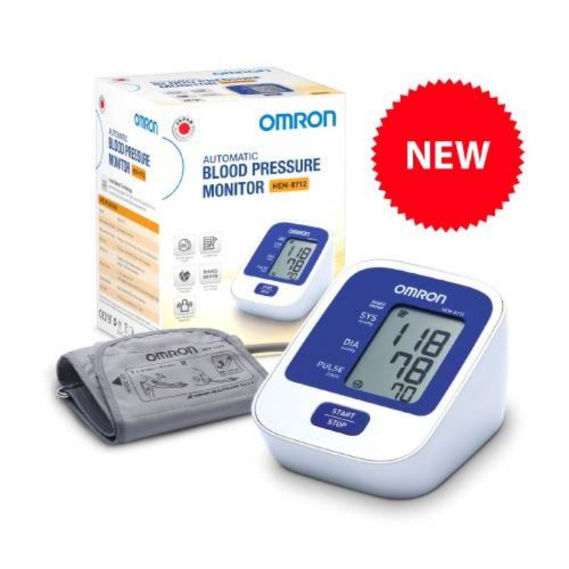 Omron เครื่องวัดความดันโลหิต รุ่นHEM-8712Omron blood pressure monitor 1เครื่อง(ไม่รวมสายไฟอะแดปเตอร์) เครื่องใช้ถ่าน