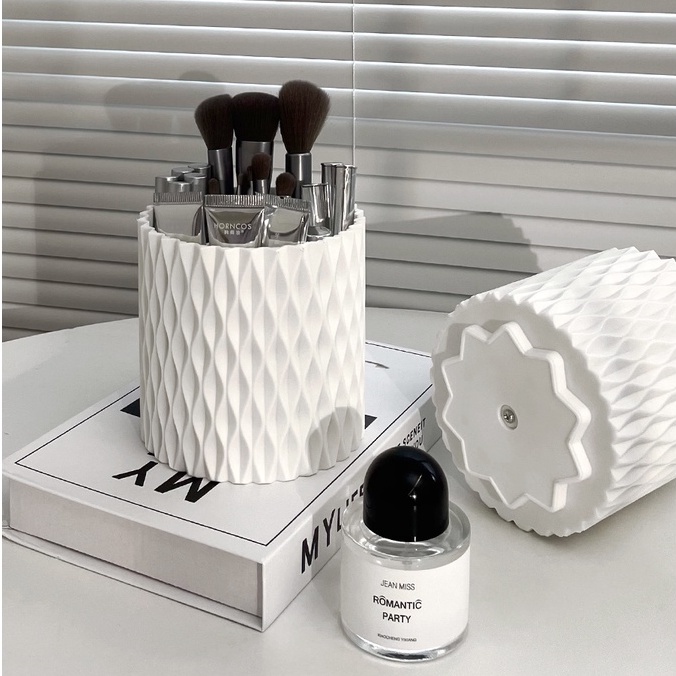 Ohaya กล่องเก็บแปรงแต่งหน้า ปากกา เครื่องเขียน อเนกประสงค์ หมุนได้ - รูปที่ 3