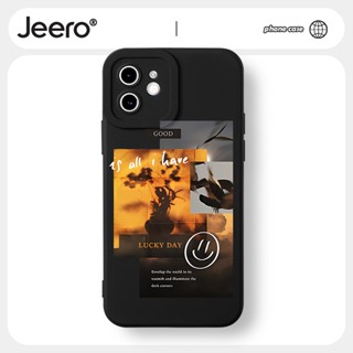 Jeero เคสไอโฟน เคสซิลิโคนนุ่มกันกระแทกน่ารักตลก เคสโทรศัพท์ สีดำ Compatible for iPhone 14 13 12 11 Pro Max SE 2020 X XR XS 8 7 ip 6S 6 Plus HFF1830