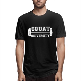 เสื้อยืดแขนสั้น คอกลม ผ้าฝ้าย 100% พิมพ์ลาย Squat University สําหรับผู้ชาย