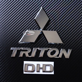 โลโก้ มิตซูบิชิ ไททัน Mitsubishi TRITON DI-D 3 ชิ้น สีโครเมี่ยม ติดฝากระบะท้าย สำหรับ Mitsubishi Triton