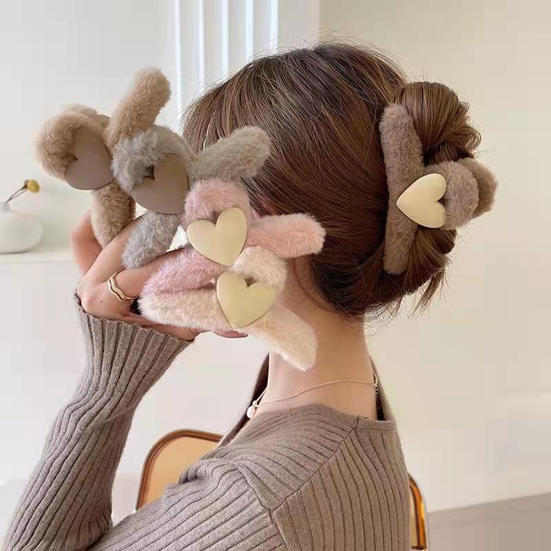 Miumiu กิ๊บติดผม ผ้ากํามะหยี่ขนนิ่ม รูปตัวอักษร M แฟชั่นฤดูใบไม้ร่วง และฤดูหนาว