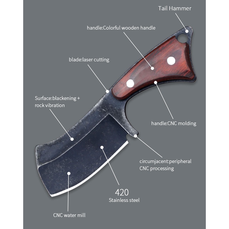 SD10 มีดเดินป่า/มีดพกเล็ก Mini Shark + พร้อมซอง / มีดพกพา/ มีดตั้งแคมป์ Stainless steel 420 แข็ง58 HRC