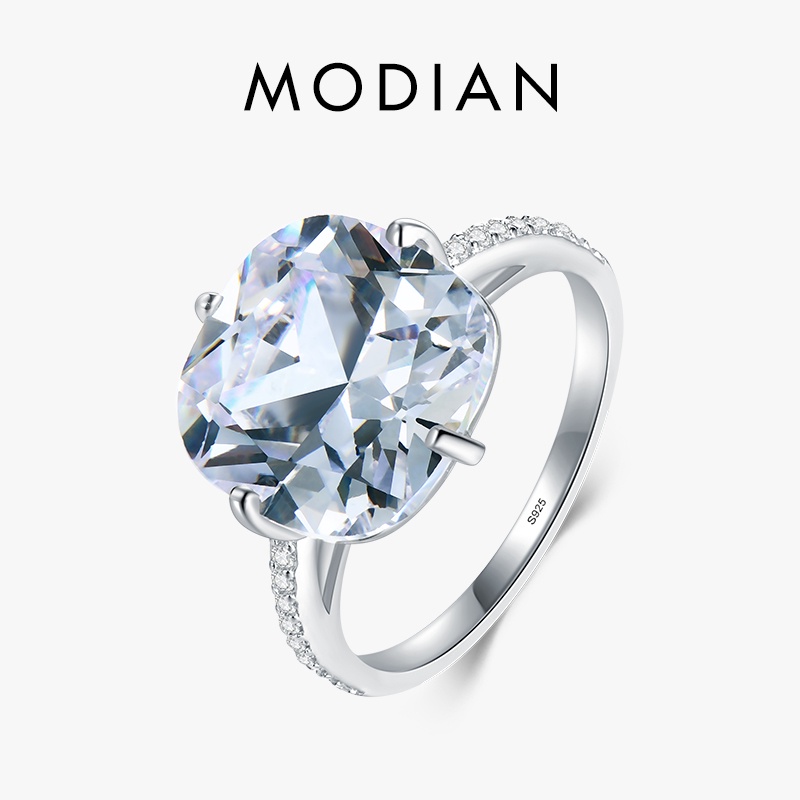 Modian แหวนเงินแท้ 925 ประดับเพทาย รูปนกพิราบ ไข่ ลูกบาศก์ เครื่องประดับแฟชั่น หรูหรา ของขวัญวันครบรอบ สําหรับผู้หญิง