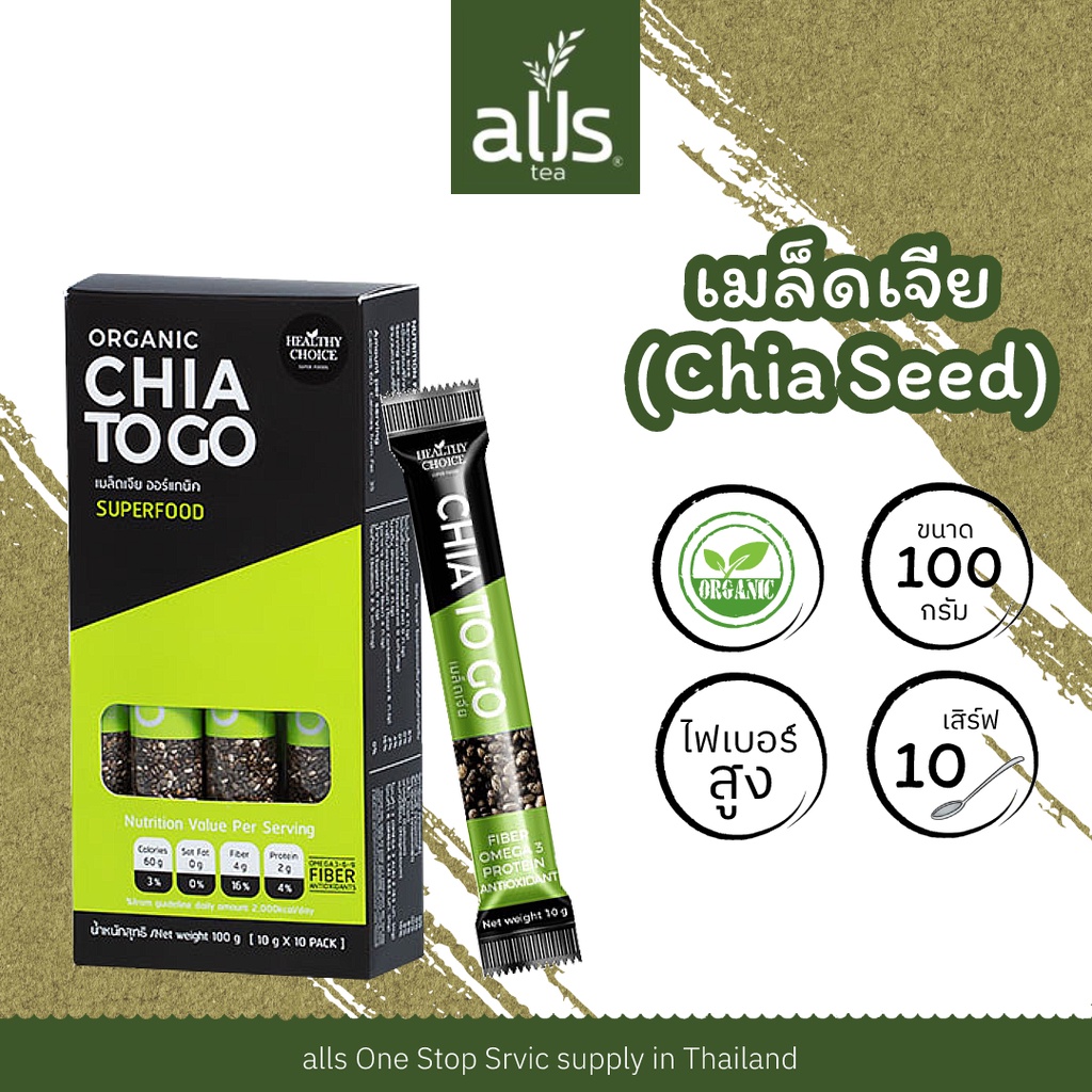 Chia to go! เมล็ดเจียออร์แกนิค เมล็ดเจีย เมล็ดเชีย เม็ดเจีย เม็ดเชีย ออร์แกนิค Chia Seeds เพื่อสุขภาพ