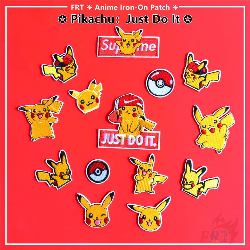 แผ่นแพทช์ ลายการ์ตูนปิกาจู Just Do It แผ่นแพทช์รีดติดเสื้อ ลายการ์ตูน DIY 1 ชิ้น