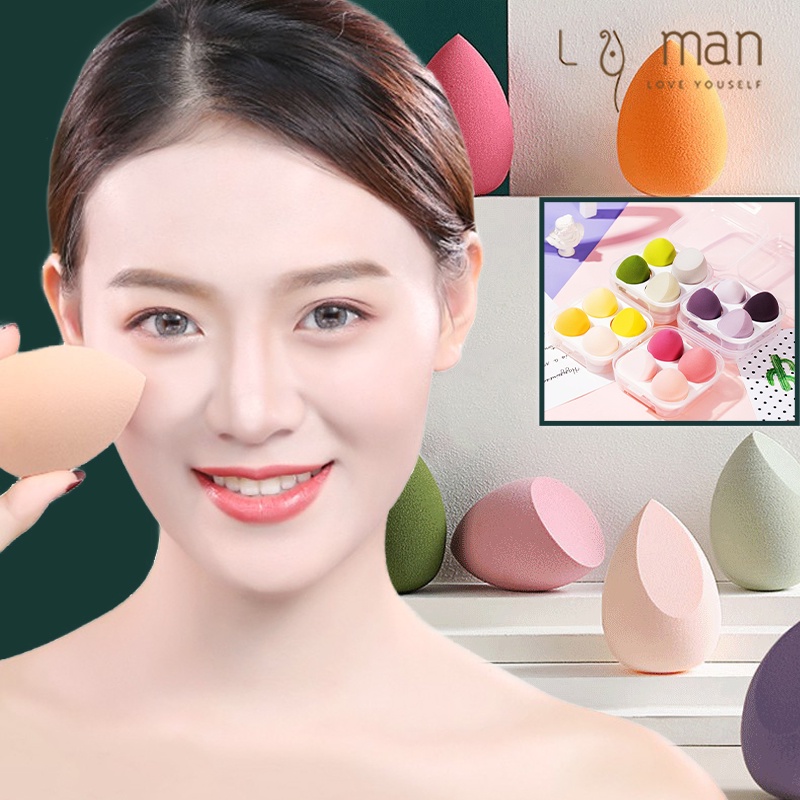 ฟองน้ำไข่แต่งหน้า ฟองน้ำแต่งหน้า ฟองน้ำไข่​4ชิ้น แต่งหน้าไข่