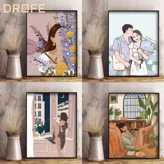 Drofe 【ไร้กรอบ 40 * 50 ซม.】ภาพวาดสีน้ํามันอะคริลิค ตามตัวเลข รูปดอกไม้ สีสันสดใส สําหรับผู้ใหญ่