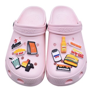 รองเท้า Crocs Jibbitz ยาง PVC แบบนิ่ม ลายดอกไม้ ถอดออกได้ สําหรับตกแต่งสวน