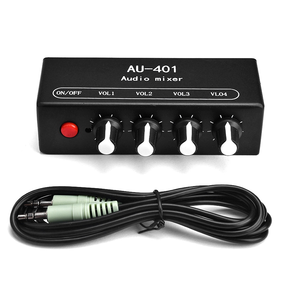 Pcbfun AU-401 DC 5V-12V เครื่องมิกเซอร์เสียงสเตอริโอ 4 อินพุต 1 เอาท์พุต บอร์ดควบคุมแยกส่วน เครื่องขยายเสียง ผสมหูฟัง DIY