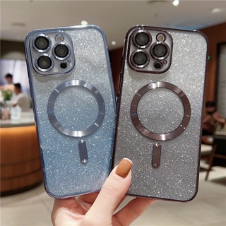 เคสโทรศัพท์มือถือแบบนิ่ม กันกระแทก แต่งกลิตเตอร์ ไล่โทนสี หรูหรา สําหรับ iphone11 12 13 14 Pro promax