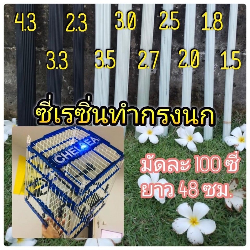 ซี่เรซิ่นทำกรงนก มัดละ100ซี่ ยาวประมาณ19นิ้ว/48ซม.