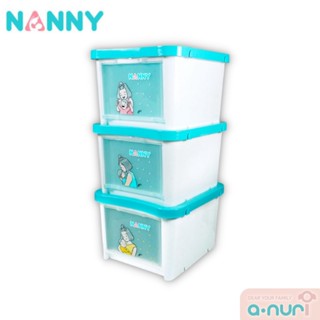 Nanny กล่องเก็บของ กล่องใส่ของ มีล้อ 3 ชั้น กล่องใส่ของมีฝาปิด พร้อมฝาหน้า ผลิตจากพลาสติกคุณภาพดีแข็งแรงทนทานมี BPA Free